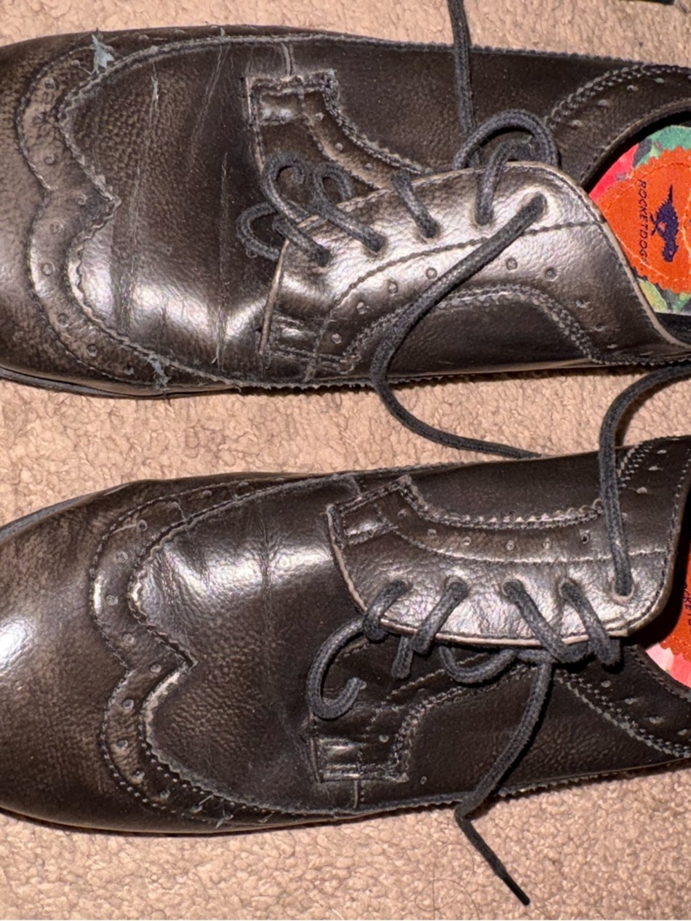 Rocket Dog Black Wingtip Lace-Up Flats